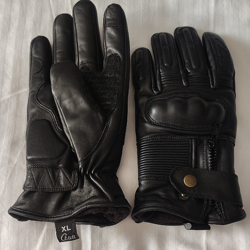 Motorcycle Premium Black Leather Riding Gloves